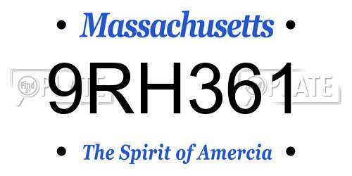 9RH361 Massachusetts License Plate