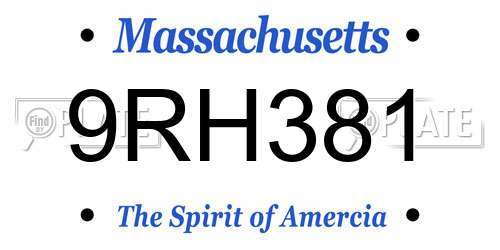 9RH381 Massachusetts License Plate