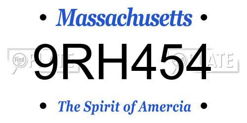 9RH454 Massachusetts License Plate