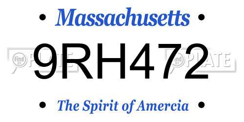 9RH472 Massachusetts License Plate