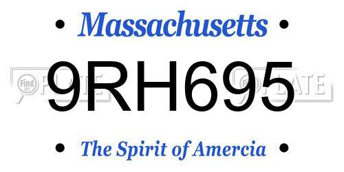 9RH695 Massachusetts License Plate