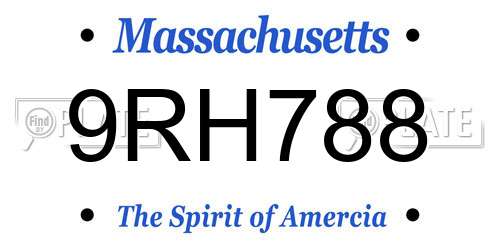 9RH788 Massachusetts License Plate