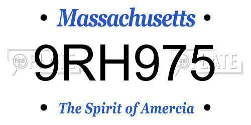 9RH975 Massachusetts License Plate