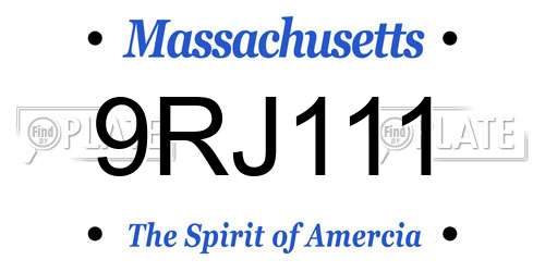 9RJ111 Massachusetts License Plate
