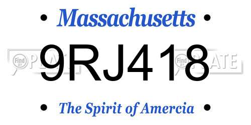 9RJ418 Massachusetts License Plate