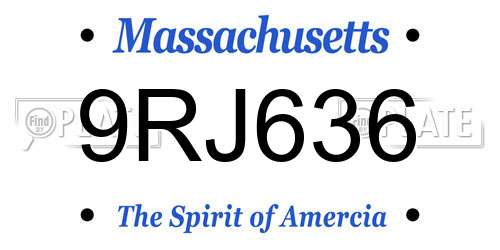9RJ636 Massachusetts License Plate