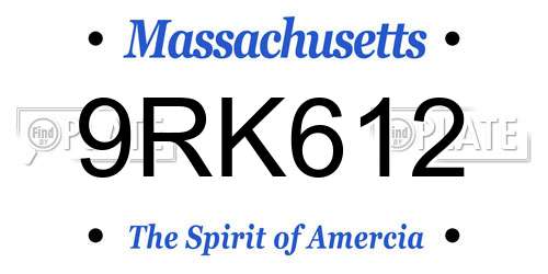 9RK612 Massachusetts License Plate