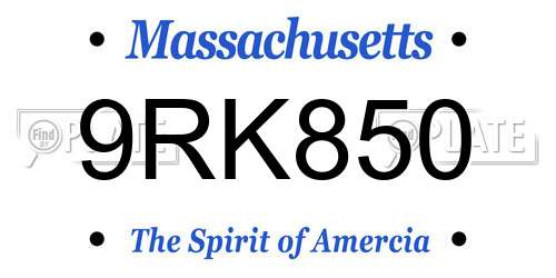 9RK850 Massachusetts License Plate
