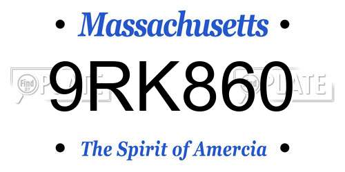 9RK860 Massachusetts License Plate