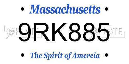 9RK885 Massachusetts License Plate