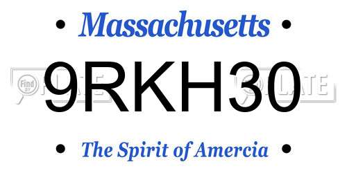 9RKH30 Massachusetts License Plate