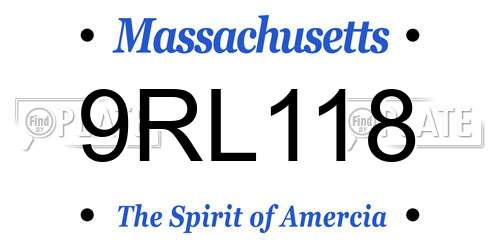 9RL118 Massachusetts License Plate