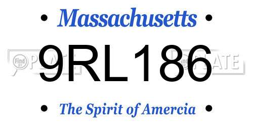 9RL186 Massachusetts License Plate