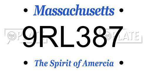 9RL387 Massachusetts License Plate