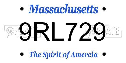 9RL729 Massachusetts License Plate