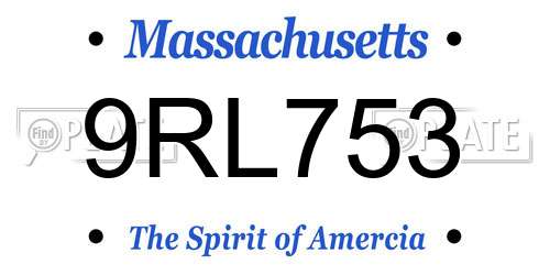 9RL753 Massachusetts License Plate