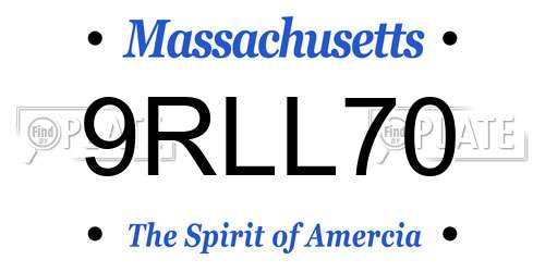 9RLL70 Massachusetts License Plate