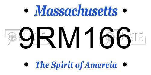 9RM166 Massachusetts License Plate