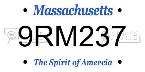 9RM237 Massachusetts License Plate
