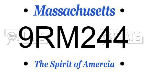 9RM244 Massachusetts License Plate