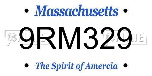9RM329 Massachusetts License Plate