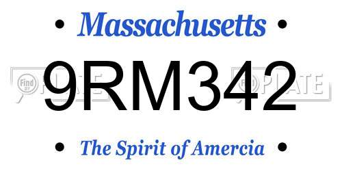 9RM342 Massachusetts License Plate