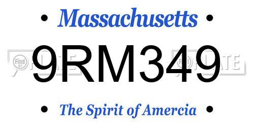 9RM349 Massachusetts License Plate