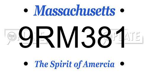 9RM381 Massachusetts License Plate
