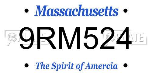 9RM524 Massachusetts License Plate