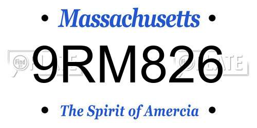 9RM826 Massachusetts License Plate