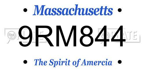 9RM844 Massachusetts License Plate