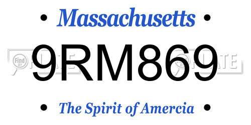 9RM869 Massachusetts License Plate