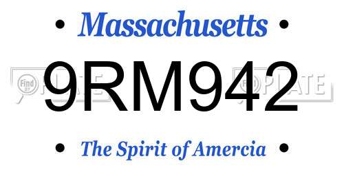 9RM942 Massachusetts License Plate