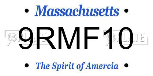 9RMF10 Massachusetts License Plate