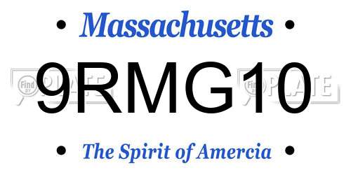 9RMG10 Massachusetts License Plate