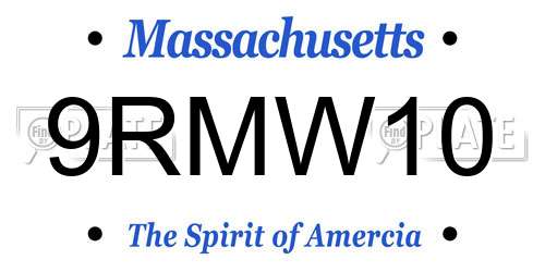 9RMW10 Massachusetts License Plate