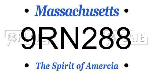 9RN288 Massachusetts License Plate