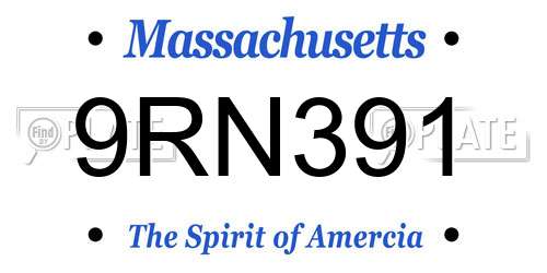 9RN391 Massachusetts License Plate