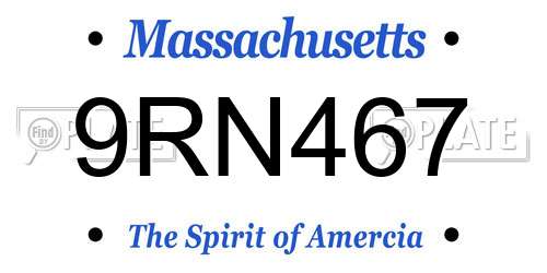 9RN467 Massachusetts License Plate