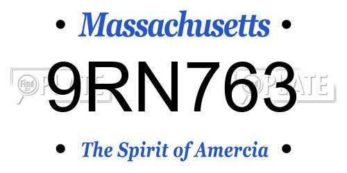 9RN763 Massachusetts License Plate