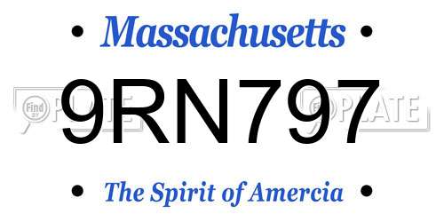 9RN797 Massachusetts License Plate