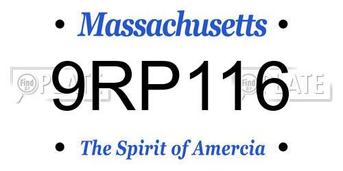 9RP116 Massachusetts License Plate