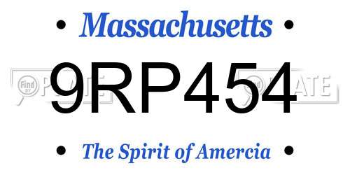 9RP454 Massachusetts License Plate