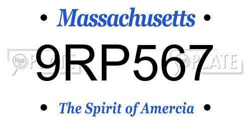 9RP567 Massachusetts License Plate