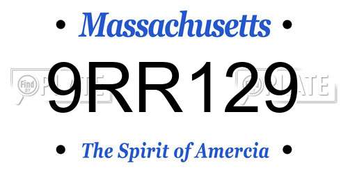 9RR129 Massachusetts License Plate