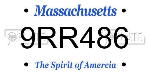 9RR486 Massachusetts License Plate