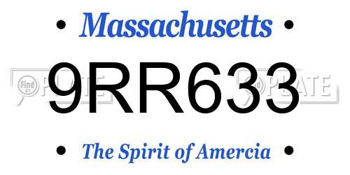 9RR633 Massachusetts License Plate