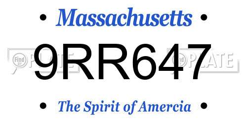 9RR647 Massachusetts License Plate