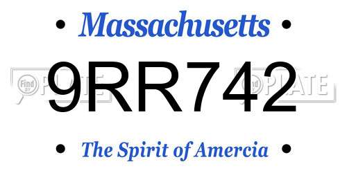 9RR742 Massachusetts License Plate
