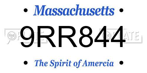 9RR844 Massachusetts License Plate
